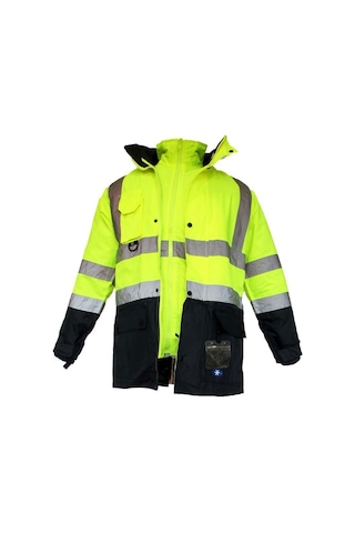 Junıor Jn1003 Fosforlu Oxford 5+1 İçi Çıkmalı Parka Sarı Lacivert L Beden Sarı
