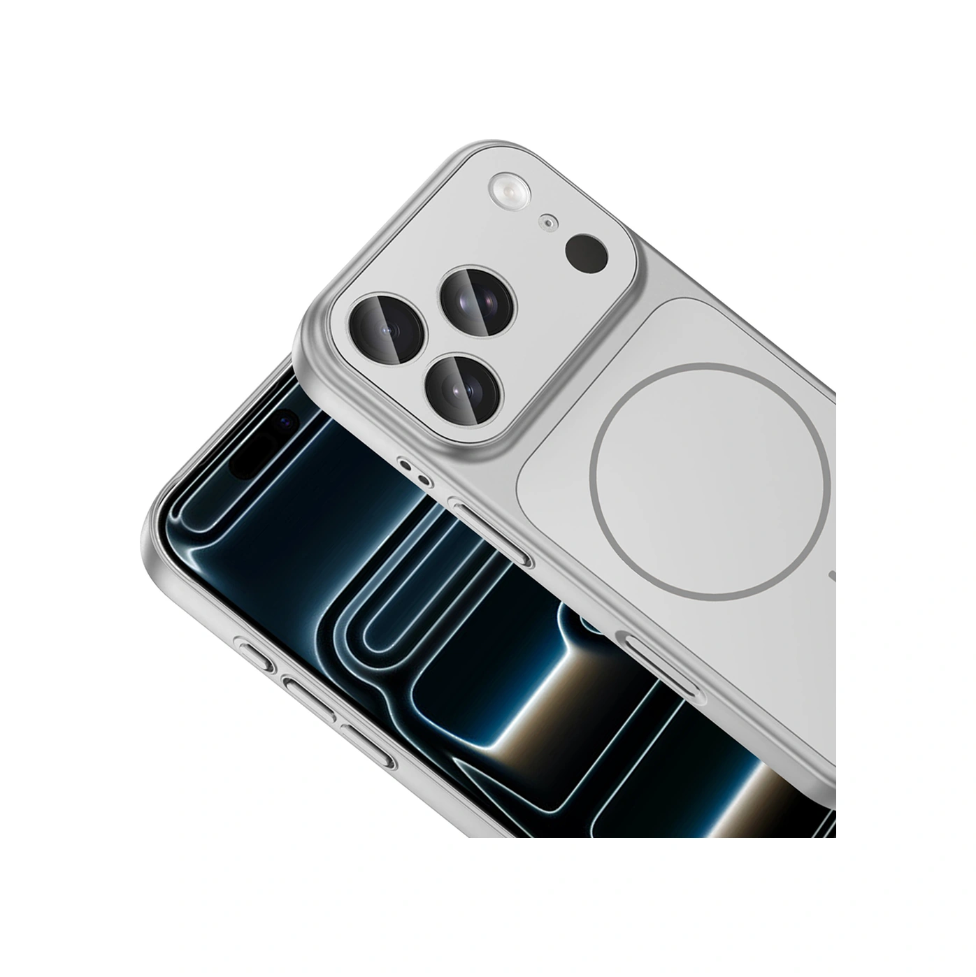 İphone 17 Pro Kılıf M-safe Şarj Özellikli Kamera Korumalı Formen Kılıf Gümüş