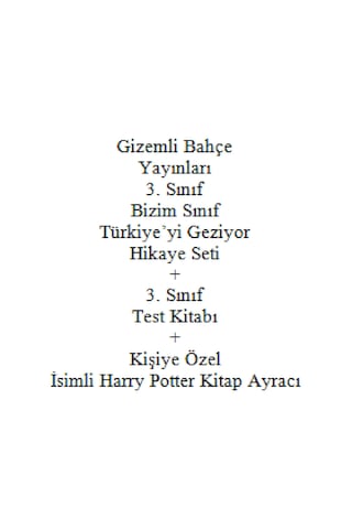 3. Sınıf Hikaye Kitabı Seti Gizemli Bahçe Bizim Sınıf Türkiye'yi Geziyor + 3. Sınıf Test Kitabı + Kişiye Özel İsimli Harry Potter Kitap Ayracı