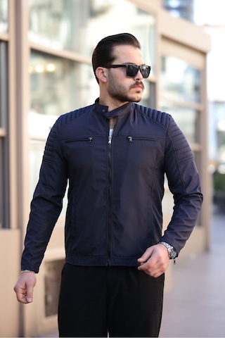 Mero Life Erkek Lacivert Su Ve Rüzgar Geçirmez Slim Fit Astarlı Mevsimlik Mont Lacivert