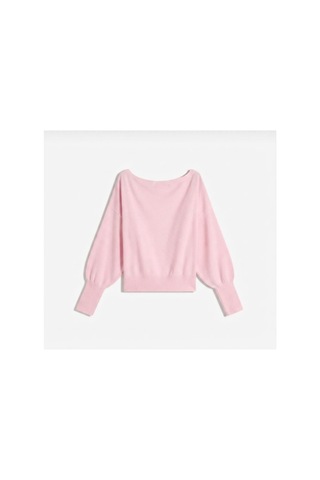 Flex Fashıon Kadın Asimetrik Kayık Yaka Trend Rib Kesim Popüler Pembe Triko Kazak Pembe - 762206606 Pembe - 762206606 Pembe