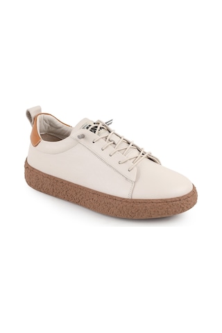 Libero L077.2684 Hakiki Deri Hafif Poli Taban Bağcıklı Kadın Casual Sneaker Ayakkabı 26y Ekru