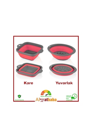 Akordiyon Süzgeç Katlanabilir Süzgeç - Kare / Pembe Pembe