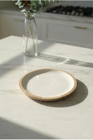 Mango Agacı Pasta Tabağı & Sunum Tabağı 20 Cm Krem Çok Renkli