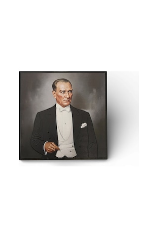 Atatürk Masaüstü Ahşap Tablo - Kabartmalı Baskı Şık Hediyelik 16x16 Cm No 1 3 Parça