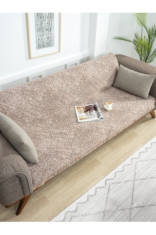 Ecre Çok Amaçlı Pamuklu Örtü- Kanepe-koltuk Şalı-koltuk Örtüsü 170x220 Brown