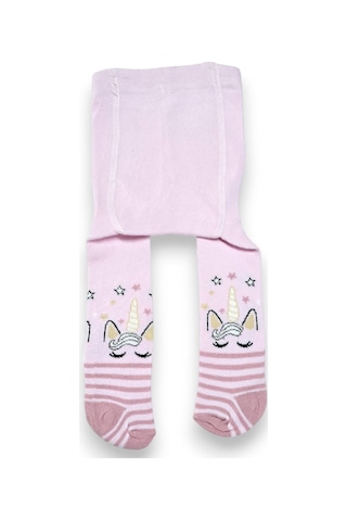 Desenli Kız Çocuk Koton Külotlu Çorap Pembe