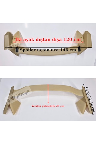 Universal Type-r Spoiler Yüksek Model - Egea, Corolla, Civic, Megane Uyumlu 121 Cm