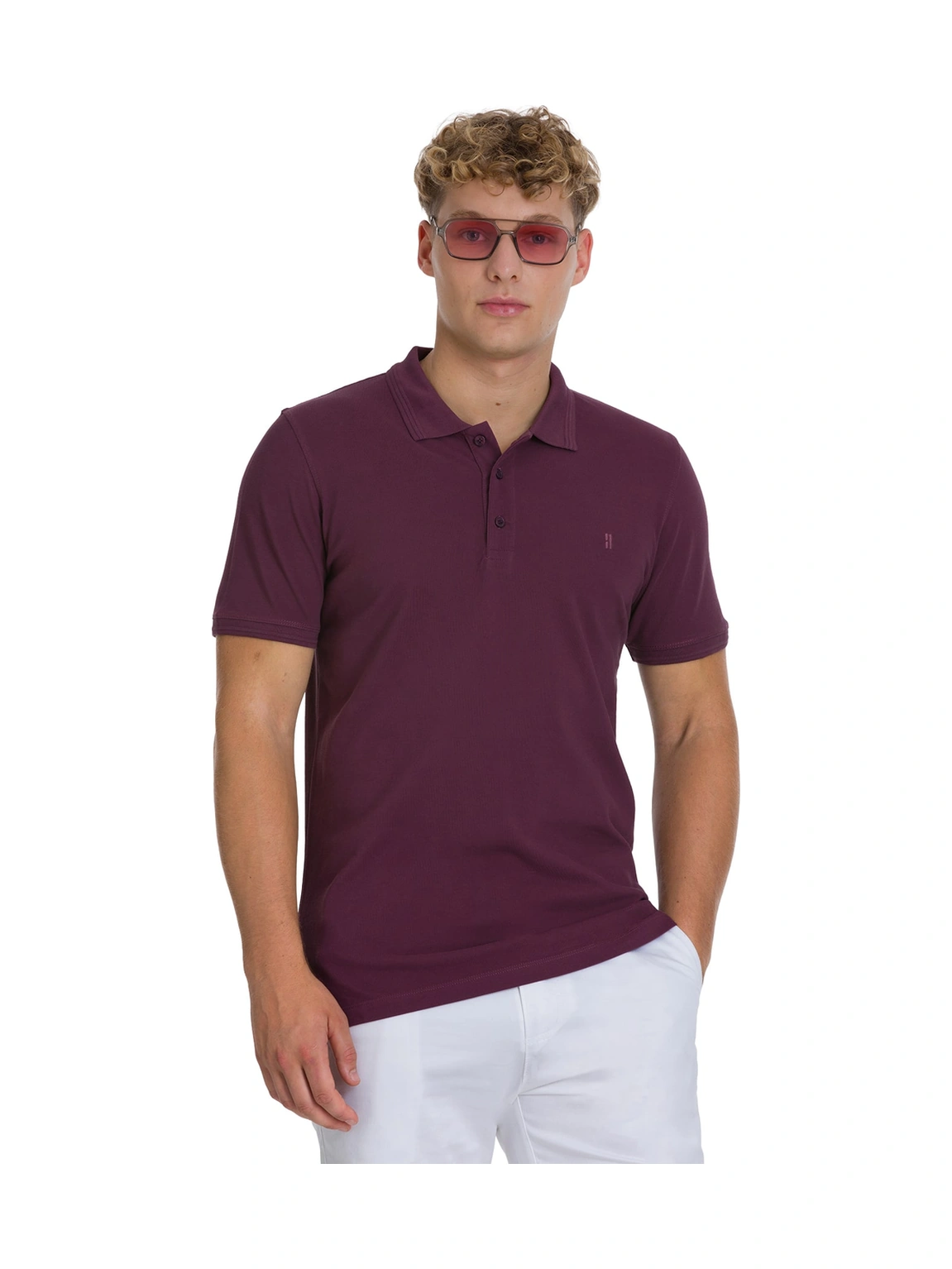 Hatemoğlu Mor Regular Fit 100% Pamuklu Polo Yaka Tişört 35219 666243