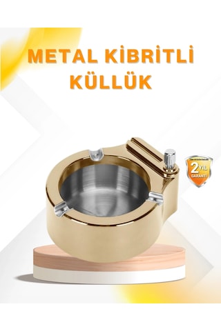 Çakmak Entegreli Küllük Yeniden Doldurulabilir Metal Gövde
