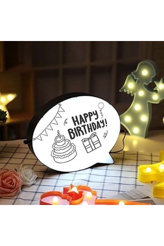 Evyora Kalemle Yazılabilen Konuşma Balonu Görünümlü Işıklı Mesaj Panosu