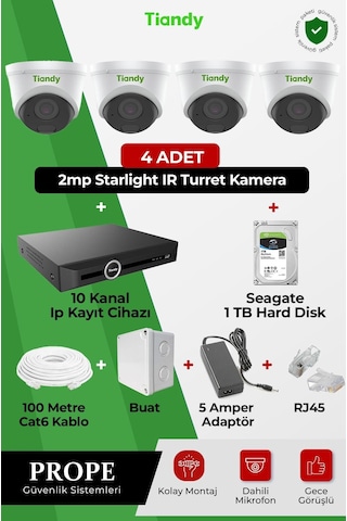 Tiandy 4 Kameralı Dome Sistem Paketi