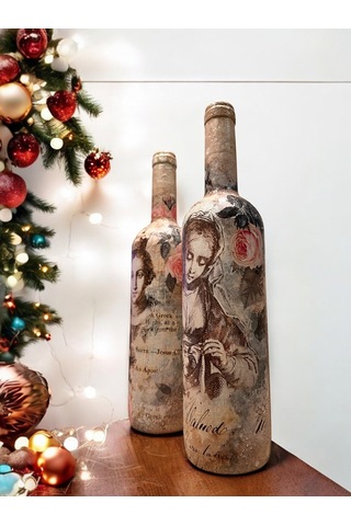 Meryem Ana Ve İsa Figürlü El Yapımı Dekoratif Şarap Şişeleri, Ev Dekoru, Ev Aksesuarları, Noel Ve Ye