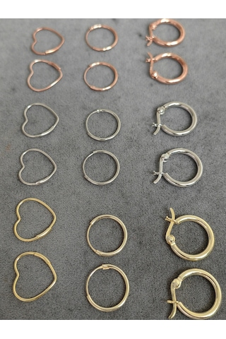 Minimal Yuvarlak Gümüş Küpe - Gold Renk Gümüş