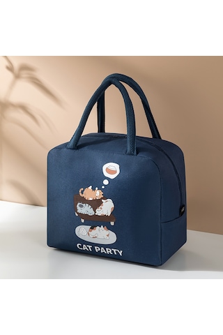 Jian Fan Karikatürlü Yemek Çantası Taşınabiler Is Koruma Kutusu-siyah Siyah