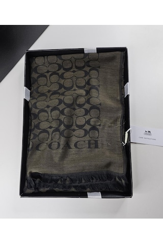 C Desen Yün İpek Şal İnce Kumaş Çift Taraflı Silk Scarfs Haki