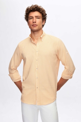 D'S Damat Ds Damat Regular Fit Turuncu Çizgi Desenli Pamuklu Gömlek 4hc02sn062650 Çok Renkli