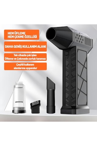 Uruchı X3 2026 Şarjlı Hava Üfleyici & Vakum Gerçek 130000 Rpm, 8000mah Batarya, 3 Kademeli Turbo Toz Üfleyici Ve Çekici, Bilgisayar, Klavye, Ev, Araç Ve Dış Mekan Kullanımı, Çantalı