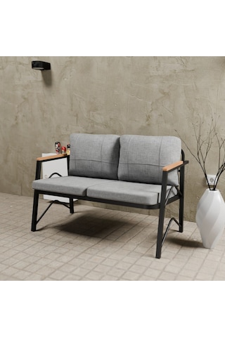 Mb Garden Furnıture Simetri Model, Balkon, Bahçe, Cafe, Metal Koltuk Takımı, Bahçe Takımı , Çay Seti, İkili Süngerli Açık Gri