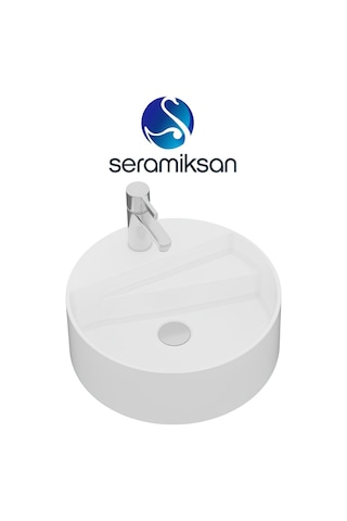 Seramiksan Livello Tezgah Üstü Yuvarlak Batarya Delikli Lavabo 42 CM