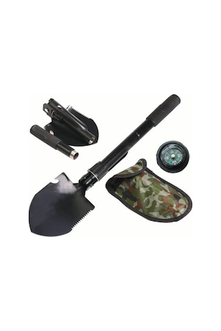 Kazma Kürek Seti Pusulalı Katlanır Portatif Kazma Kürek Seti Çok Fonksiyonlu Katlanabilir