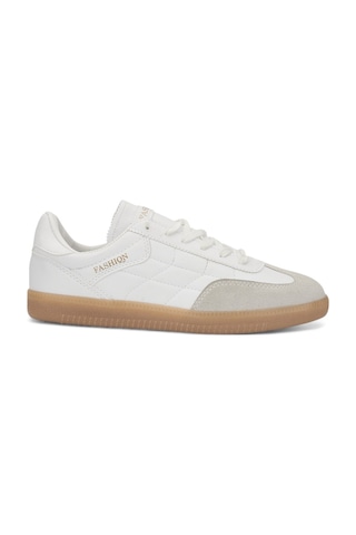 Günlük Unisex Sneaker Bağcıklı Dikiş Detaylı Oval Burun Tırtıklı Taban Hafir Spor Ayakkabı 353 Beyaz