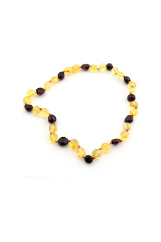 Saatcaddesi Pigado Gerçek Çok Renkli Damla Kehribar Bebek Diş Kolyesi