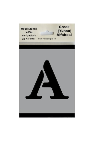 Stencil Harf Boyama Şablonu X034-greek Alfabesi Harf Yüksekliği 7 Cm
