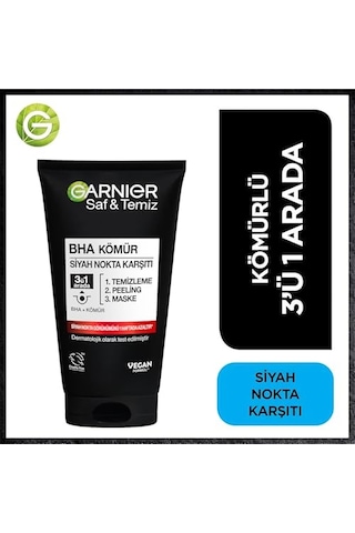 Garnier Skin Naturals Saf & Temiz Siyah Nokta Karşıtı Kömürlü 3'ü 1 Arada 1 X 150 Ml