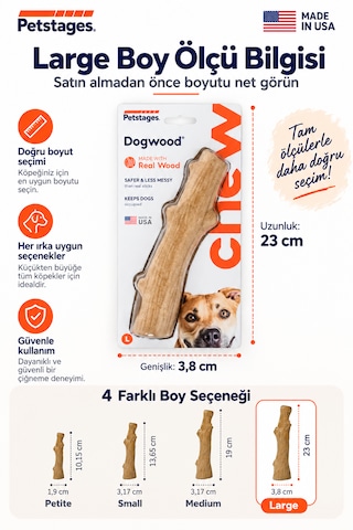 Petstages Durable Stick Large Papaya Ağacından Bitmeyen Köpek Kemiği