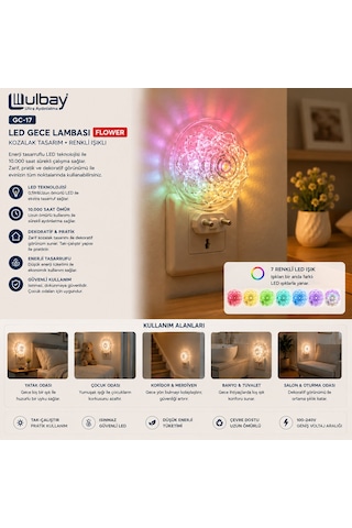 Go İthalat 10 Adet Kozalak Led Gece Lambası Gc-17 Çok Renkli