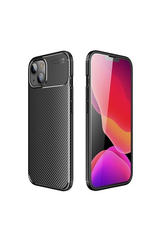 Smcase Apple Uyumlu iPhone 13 Kılıf Negro Karbon Silikon Nano Ekran Koruyuc