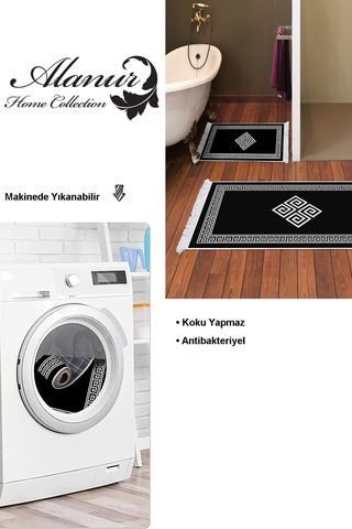 Dekoreko Kaymaz Taban Djt 2 Li Banyo Paspas Takımı Star Pamuk Saçaklı Modern 656m Siyah