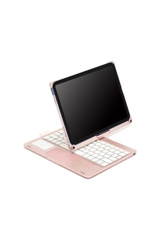 Ats 360 Derece Dönebilen İpad 10th Uyumlu İpad Bluetooth Klavye Altın Gül