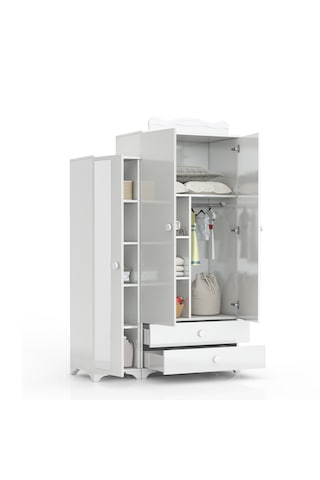 Patiko Sahra 059 3 Kapaklı Beyaz Dolap