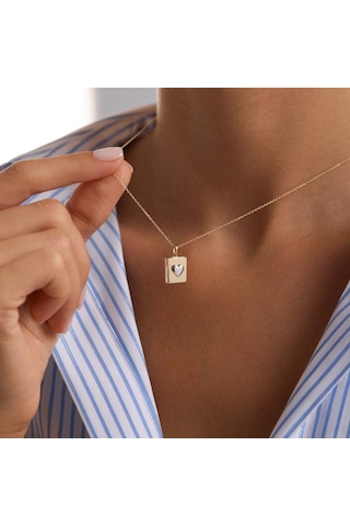 Sembolgold Sevimli Kapaklı Kalp Kolye 10.1 Mm 45 Cm T14384 Renkli