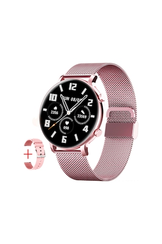 Geeksen 1.28 İnç Ips Ekranlı Akıllı Saat - Ip67 Su Geçirmez, Spor Modları, Uyku İzleme, Müzik Kontrol, İos/android Uyumlu, Pembe Kasa, Gül Altın Milan Ve Pembe Silikon Kordon