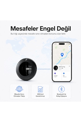 Hbb-k Hi Tag Akıllı Takip Cihazı Sadece Apple Uyumlu Uyumlu Siyah