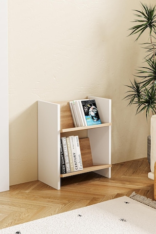 Derga 2 Raflı Kitaplık Beyaz - Meşe