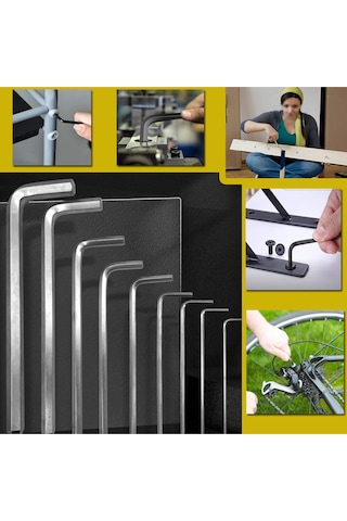 9 Parça Kısa Boy Çelik Alyan Anahtar Seti Allen Set Keneth Kısa Alyan Takımı -9pcs - 2mm-10mm