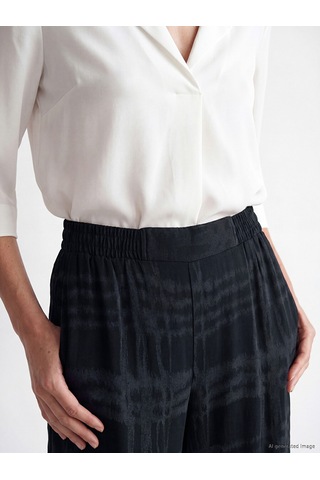 Lcw Everyday Siyah Loose Fit Ekose Kadın Pantolon