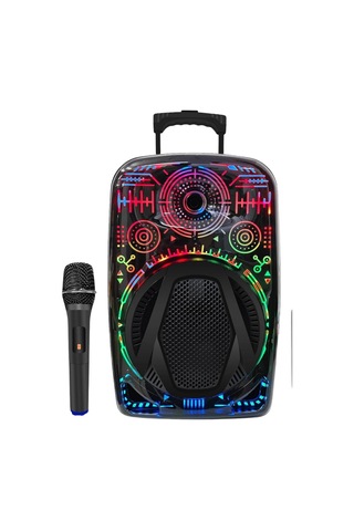 Mey İthalat Mikrofonlu Bluetooth Hoparlör 8 İnç Rgb Işıklı Taşınabilir Ses Sistemi