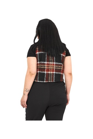 Disentis Büyük Beden Düğme Kapamalı Cep Kapaklı Astarlı Kısa Çizgili Kaşe Siyah Yelek Siyah