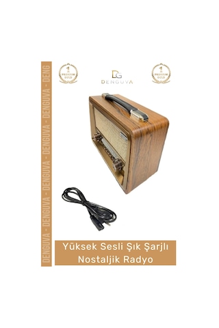 Radyo Bluetooth Usb Sd Aux Fm 5 Band Retro Büyük Boy Şarjlı Radyo Nostaljik Müzik Kutusu