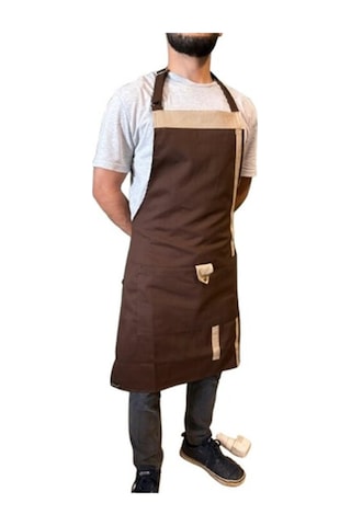 Czn Model 2 Renkli Boyundan Askılı Mutfak,garson,barista Önlüğü Kahverengi
