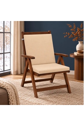 Tek Parça Sırtlıklı Sandalye Minderi 80 40 4 Cm Bej 80 40 4 Cm Açık Bej