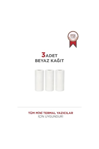 Özel Üretim Ofis Malzemesi Ders Notu Not Kağıdı Beyaz 1paket 3adet Termal Rulo Kağıt