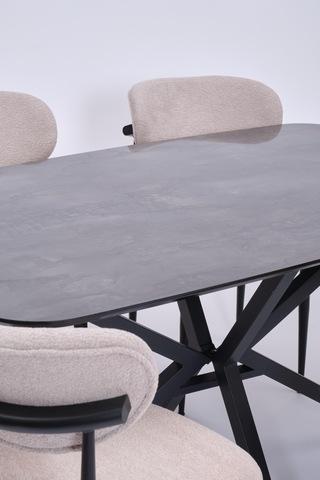 Çapraz Polo Demir High Gloss Yemek Masa Sandalye Takımı 90x160 Siyah