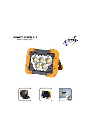 Lambada Solar 12v Cob Ledli El Projektörü Güneş Enerjili-şarjlı Usb Çıkışlı Su Geçirmez