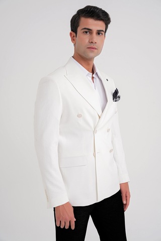 C 646 Ceket Slim Ekru Casual Ekru